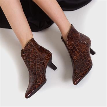 Wonders Flexfit Croc High Heel Boot - Cognac Croc